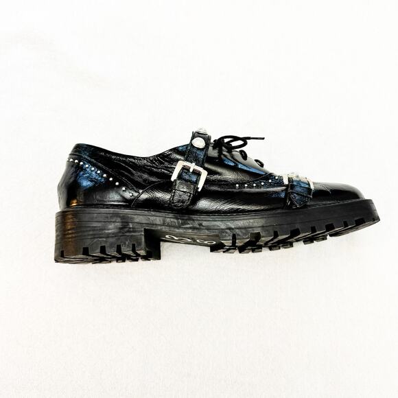 Zara Patent Leather Studded Pearl Loafer Size 38 - Picture 5 of 6
